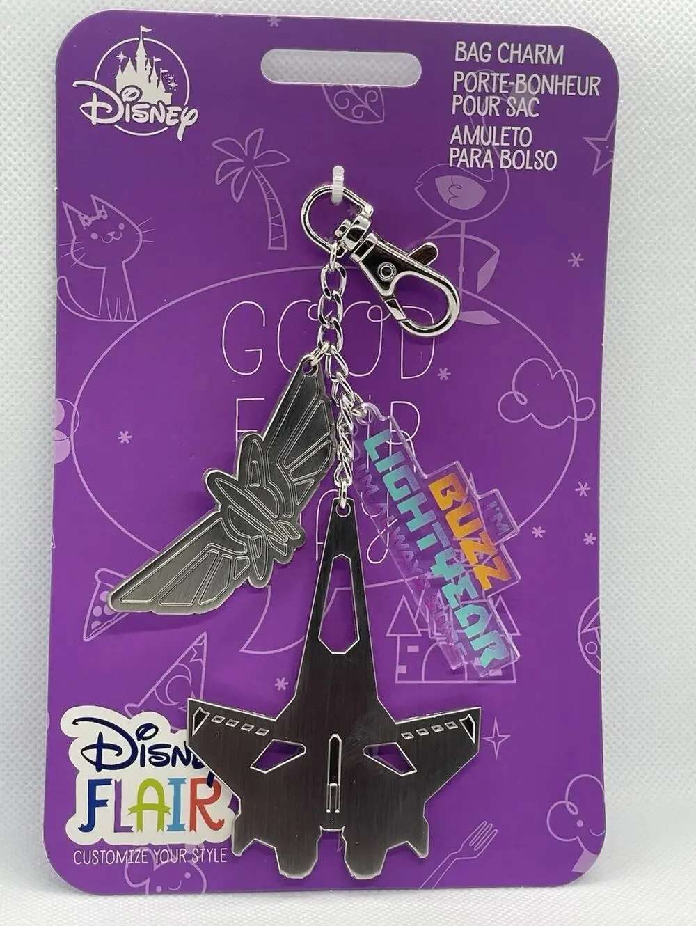 NWT Disney Parks Pixar Flair Buzz Lightyear Movie Keychain bag charm Toy Story